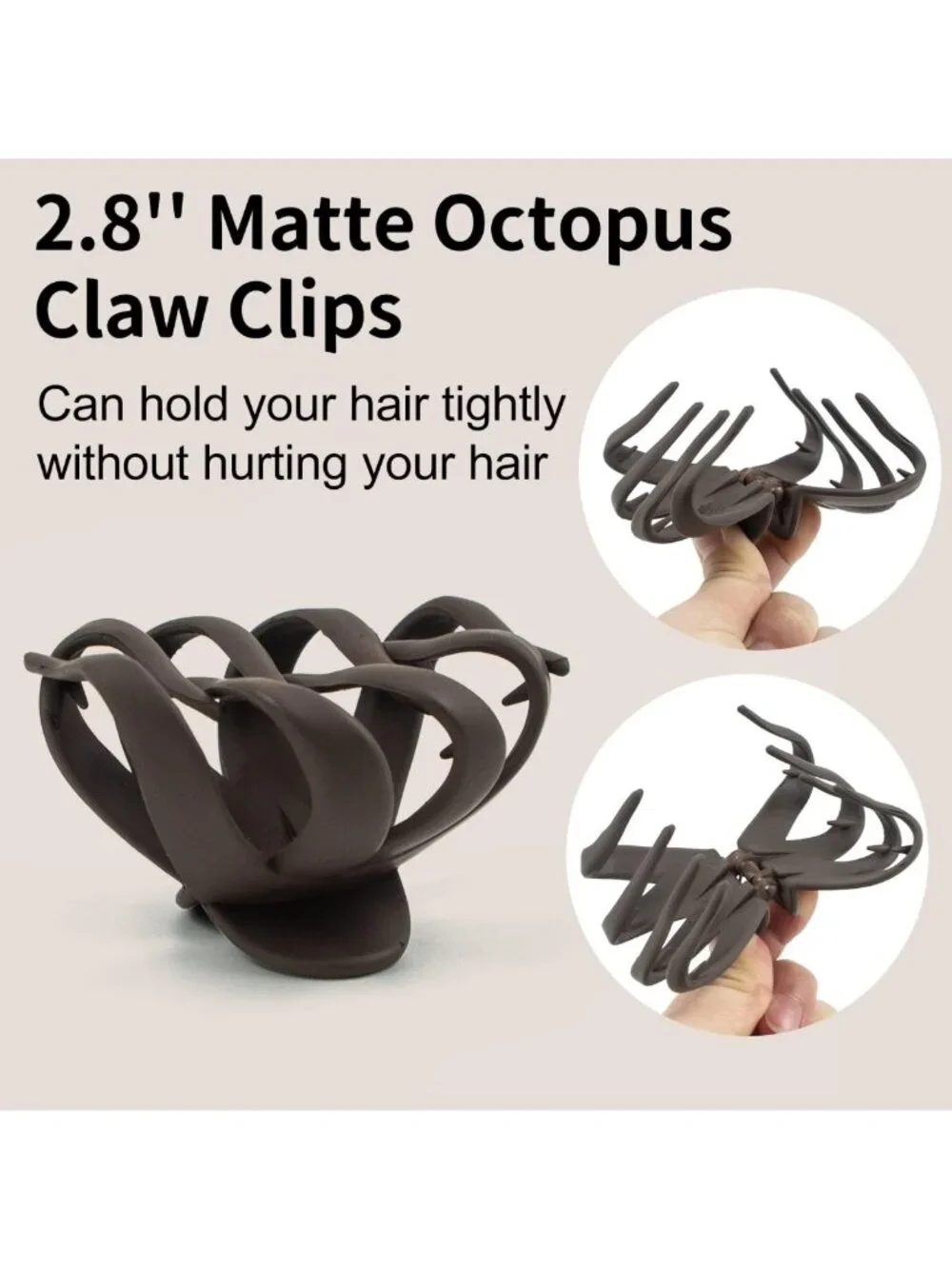 Medium Octopus Hair Clips for Women - Matte Claw Clips, Strong Hold for Fine